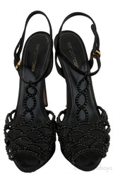 Black Crystal Slingback Sandals