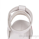 White Leather Pink Check Espadrille Kids Sandals