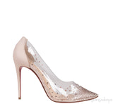Beige PVC Crystal Heels