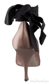 Nude Satin Black Strap Heels