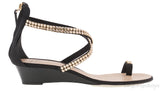 Black Crystal One Finger Sandals