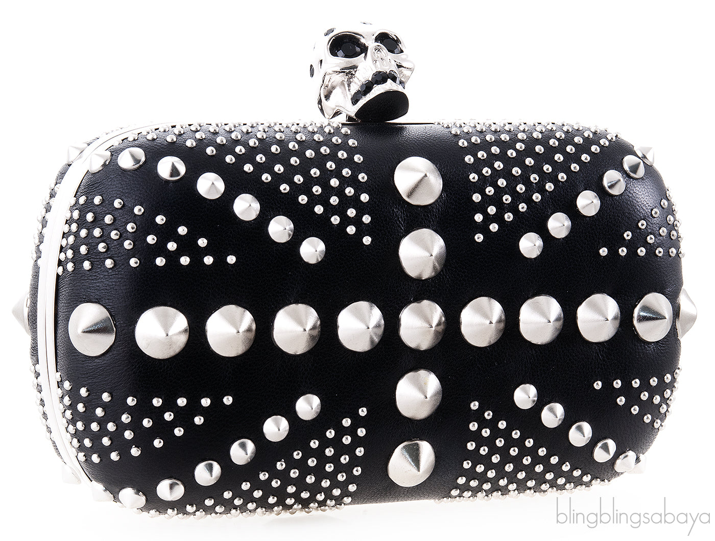 Skull Embellished Studded Box Clutch
