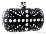 Skull Embellished Studded Box Clutch