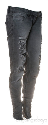 Grey Denim Ripped Jeans