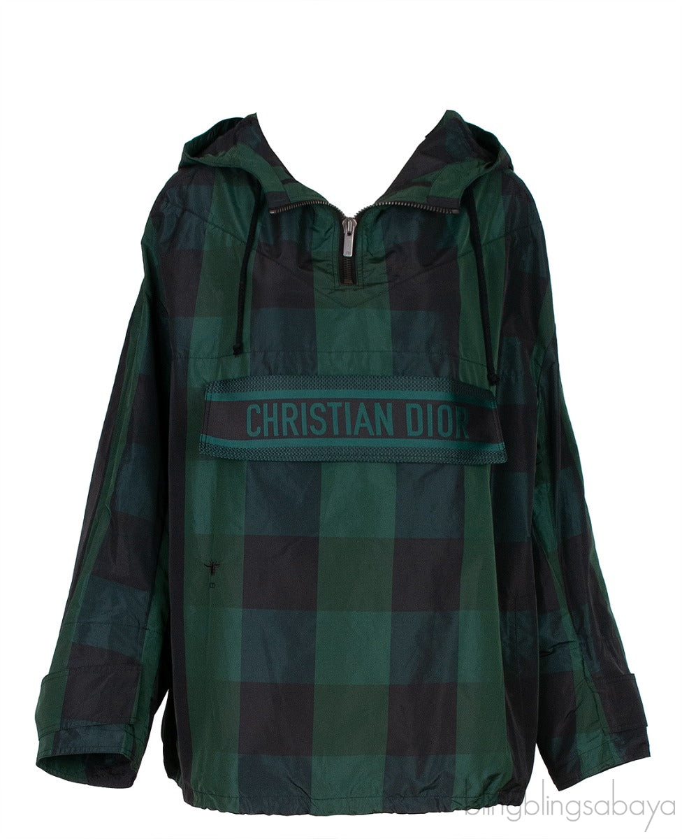 Dior Black & Green Plaid Polyester Rain Jacket