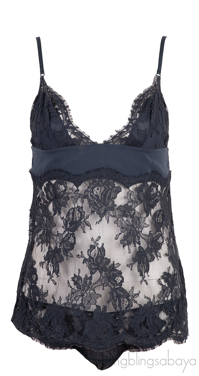 Grey Floral Lace Camisole Set