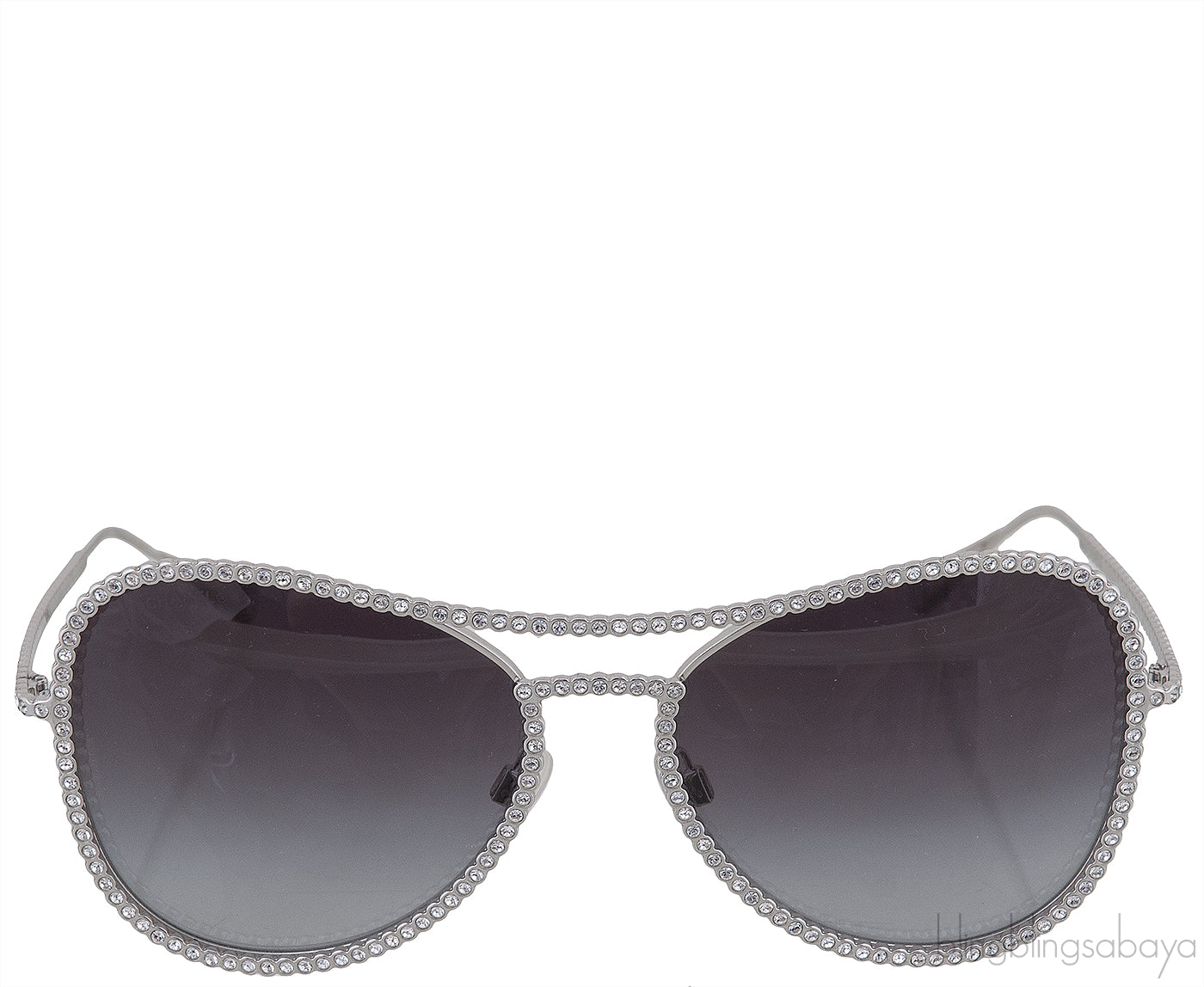 71108 Silver Crystal Aviator Sunglasses