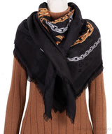 Black Chain Links Monogram Scarf