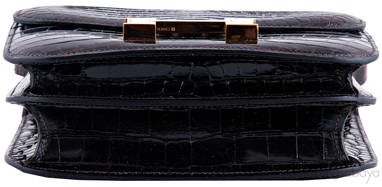 Constance III Dark Brown Nilo Croco