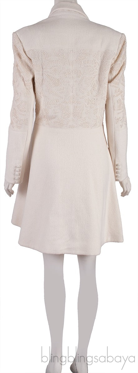 Off-white Wool Embroidered Coat