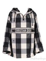 Dior Black & Off White Plaid Polyester Rain Jacket