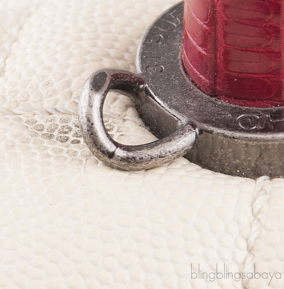 Coco White Caviar w/ Red Lizard Handle bag