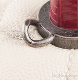 Coco White Caviar w/ Red Lizard Handle bag