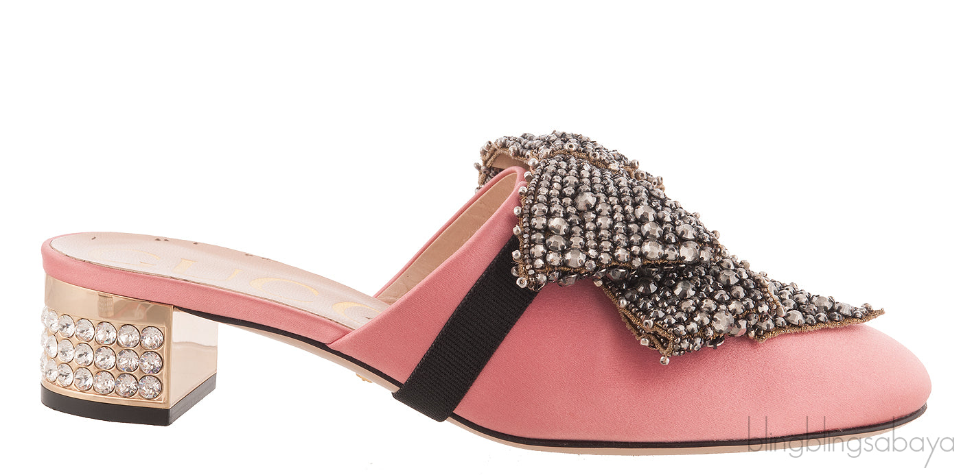 Pink Bow Crystal Vamp Mule