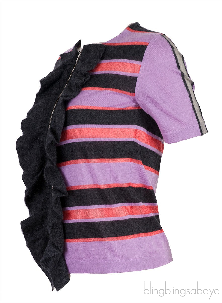 Purple Stripe Cashmere Blend Cardigan