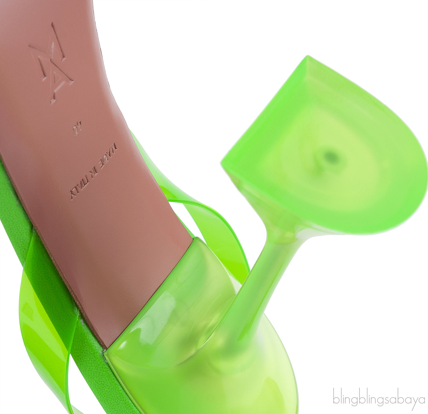 AMINA MUADDI Holli 95 PVC Glass Green Slingback Pumps