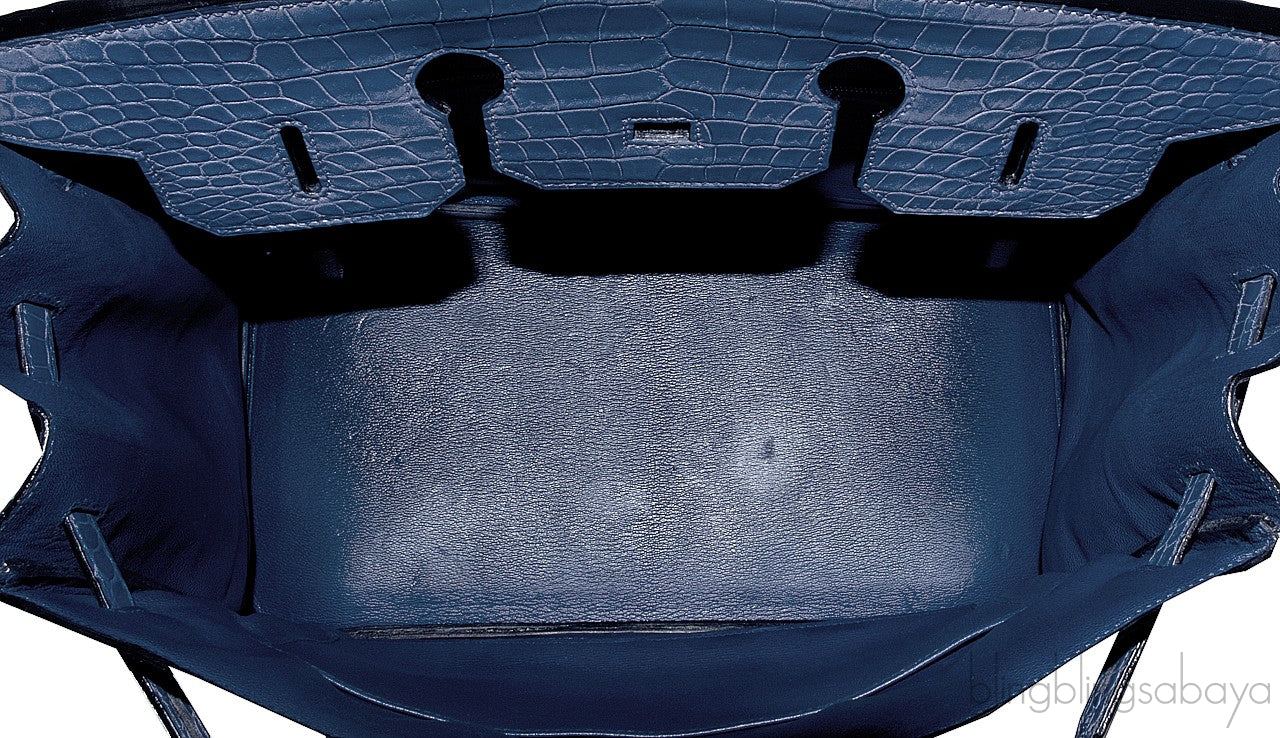 Birkin 35 Brighton Blue Matte Porosus