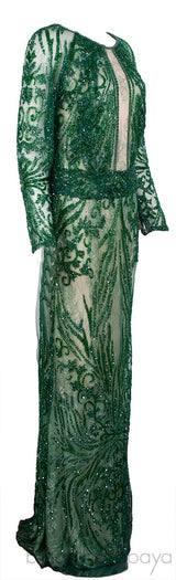 Emerald Green Bead Embellished Gown