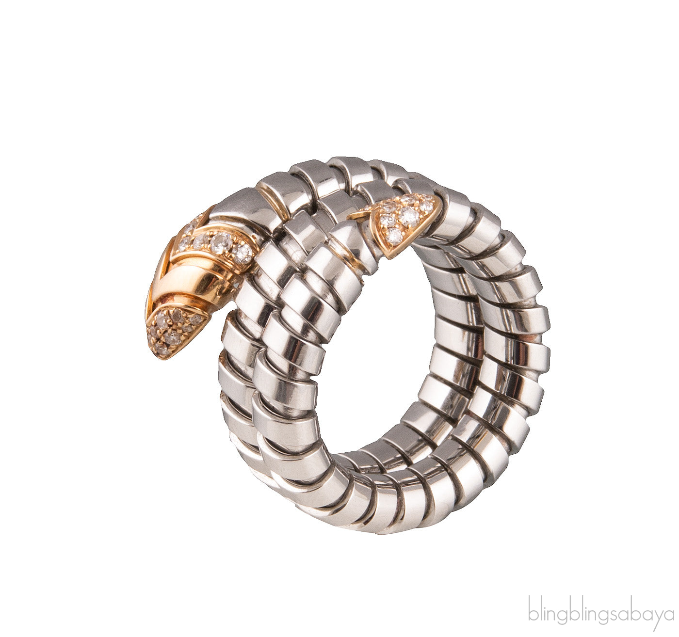 Serpenti Steel & Diamond Ring