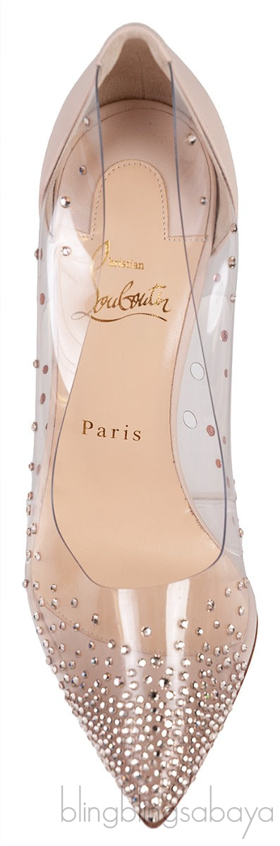 Beige PVC Crystal Heels