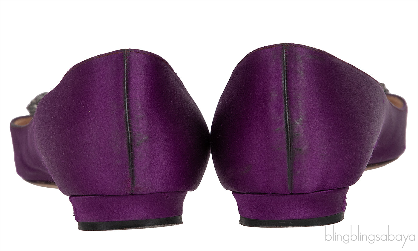 Blahnik Purple Satin Hangisi Flat Shoes