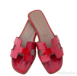 Oran Sandals Red Crocodile