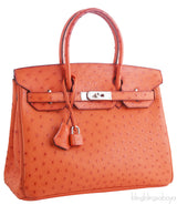 Birkin 30 Orange Ostrich PHW