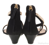 Black Crystal One Finger Sandals