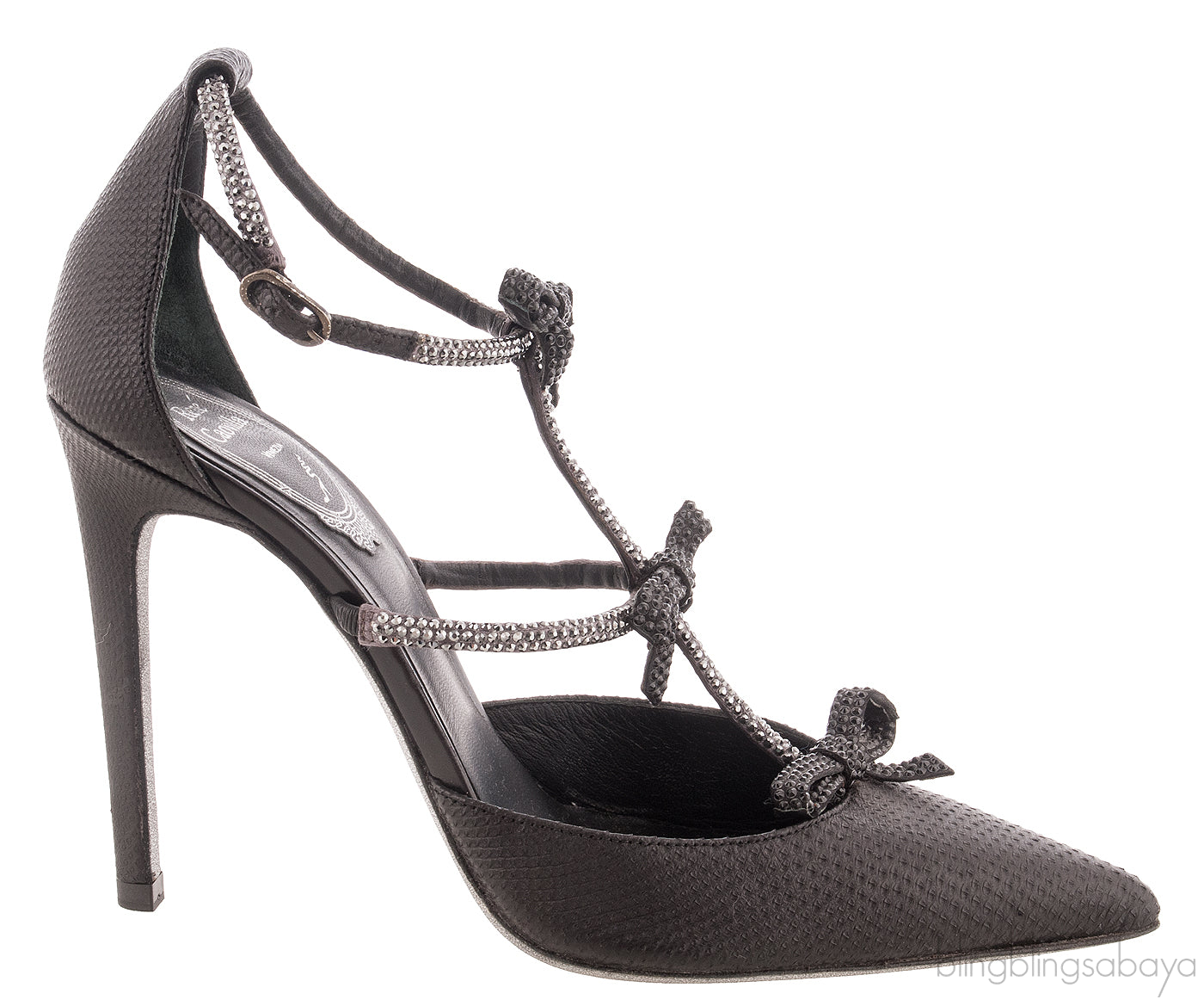 Black Ribbon T-strap Heels
