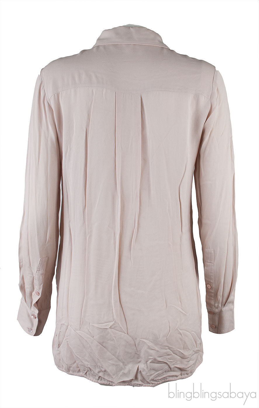 Nude Silk Long Sleeve Shirt