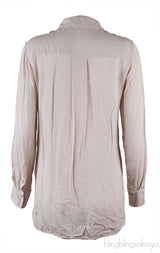Nude Silk Long Sleeve Shirt