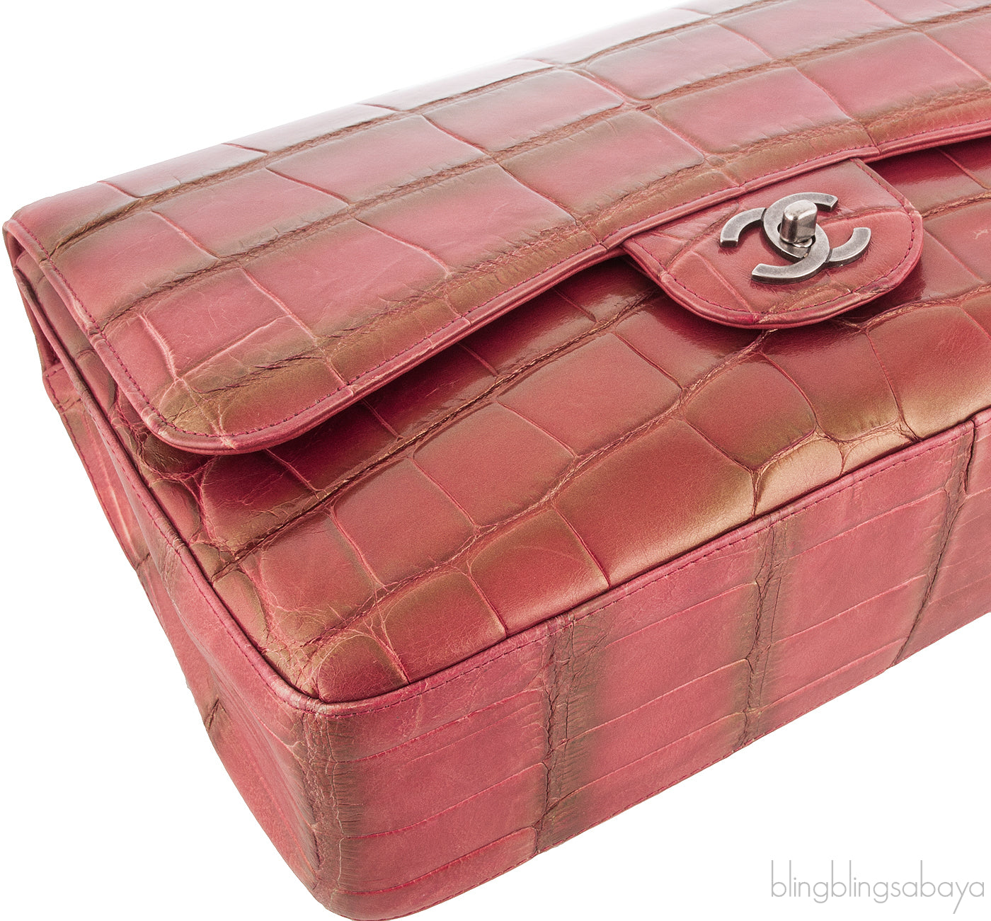 Red Brick Metallic Gold Crocodile
