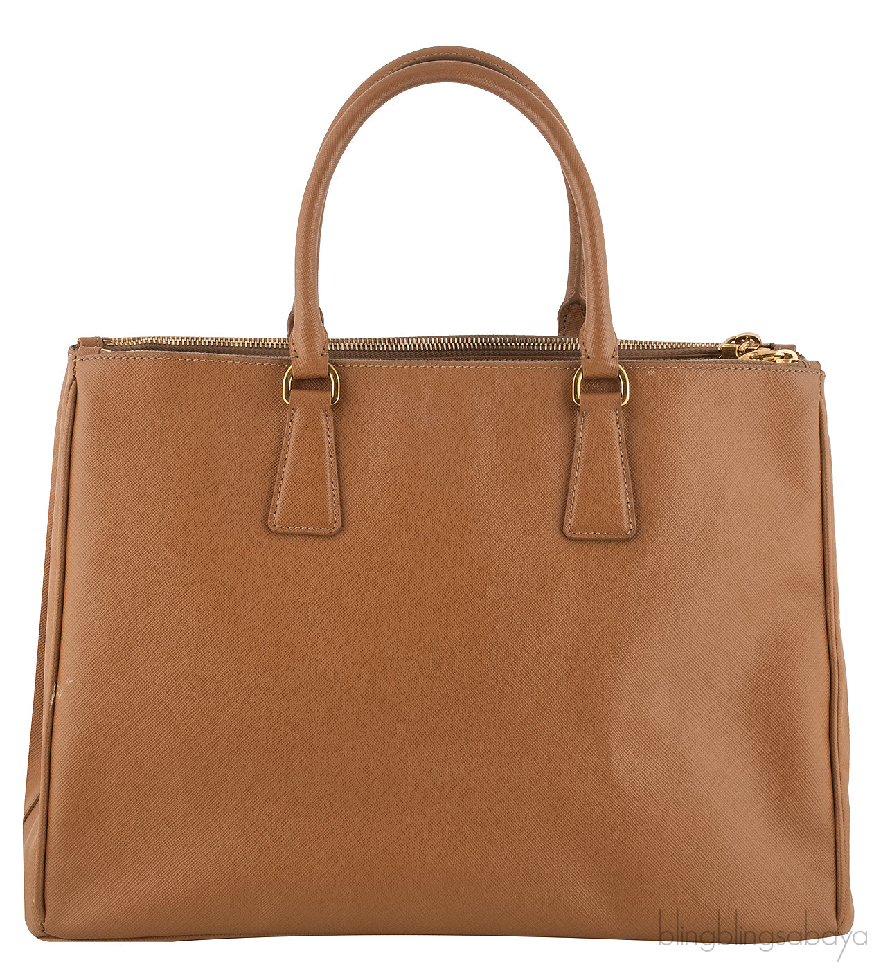 Gold Saffiano Double Zip Tote