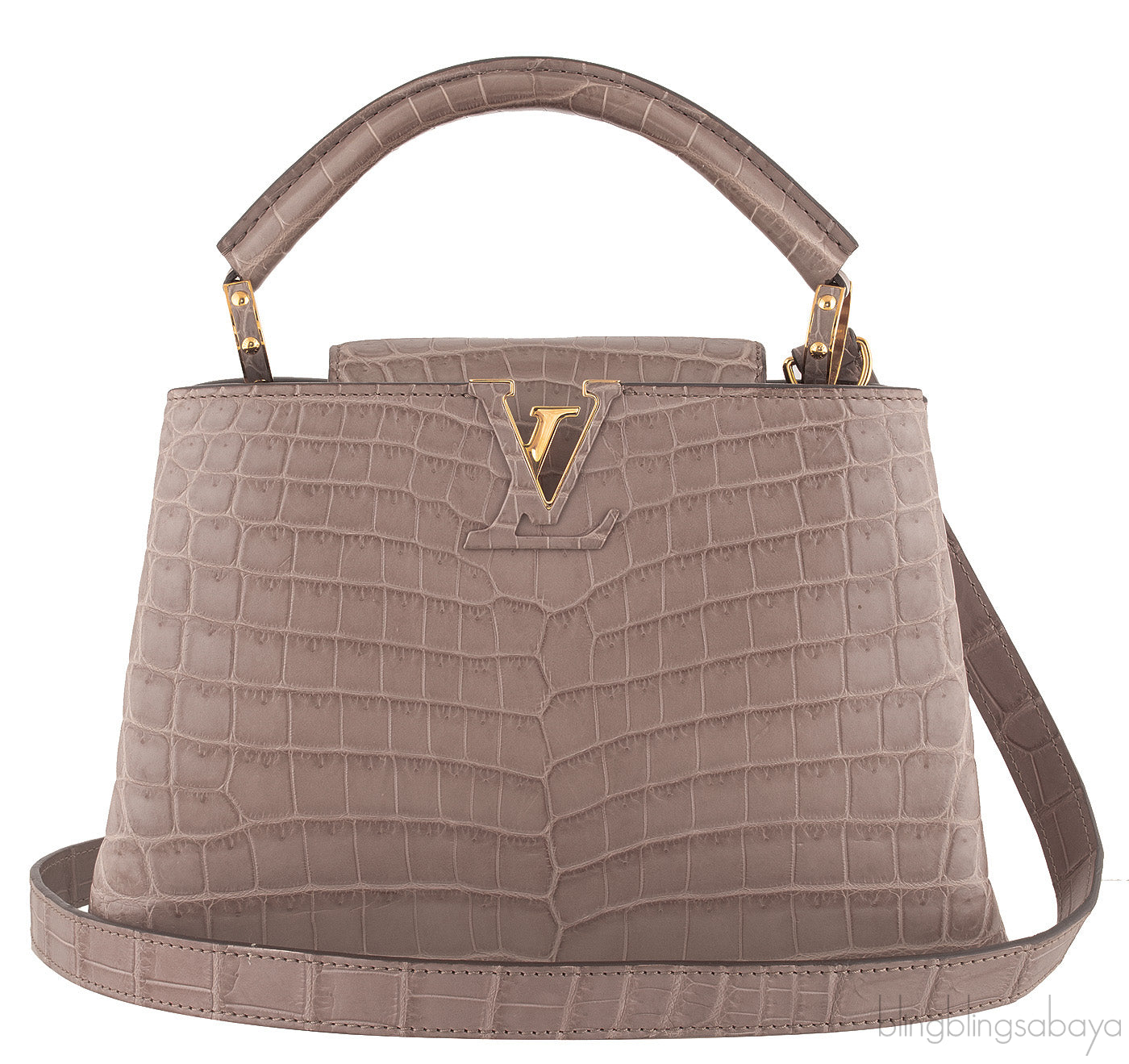 Capucines Crocodile Taupe BB