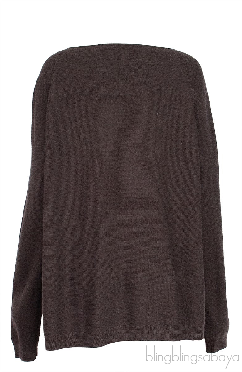 Dark Brown Knit Long Sleeves Cardigan