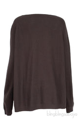 Dark Brown Knit Long Sleeves Cardigan