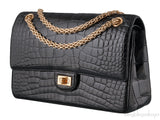 2.55 Black Croc Large Bag