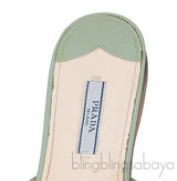 Pastel Green Crystal Open Toe Slide Sandals 38