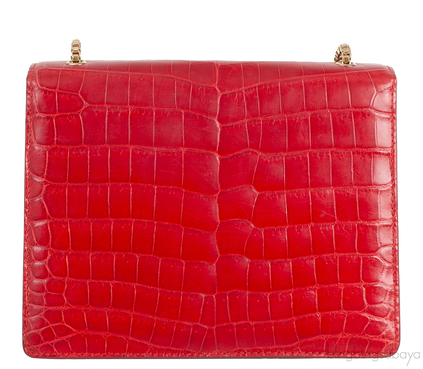 Salvatore Ferragamo Red Crocodile Gancio Shoulder Bag