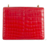 Salvatore Ferragamo Red Crocodile Gancio Shoulder Bag
