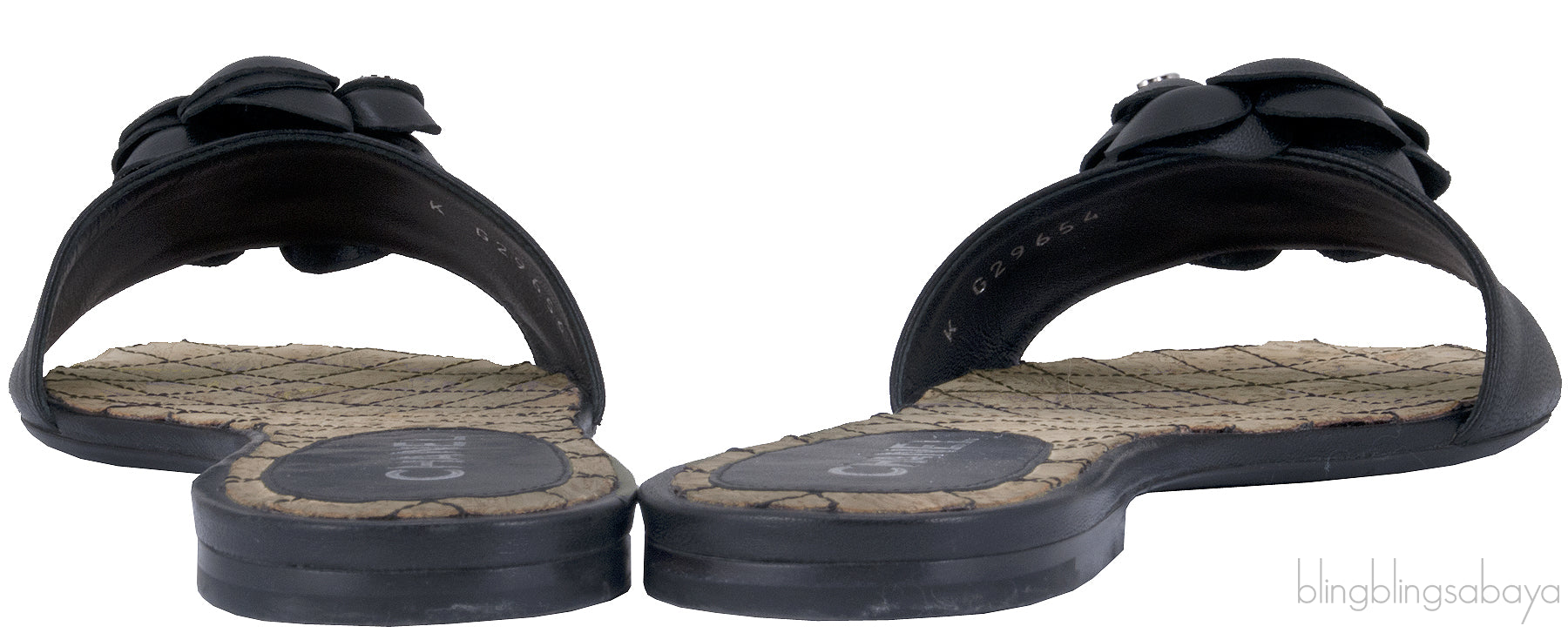 Black Camellia Flat Mules*