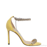 Jimmy Choo Shiloh Yellow Suede Crystal Heels