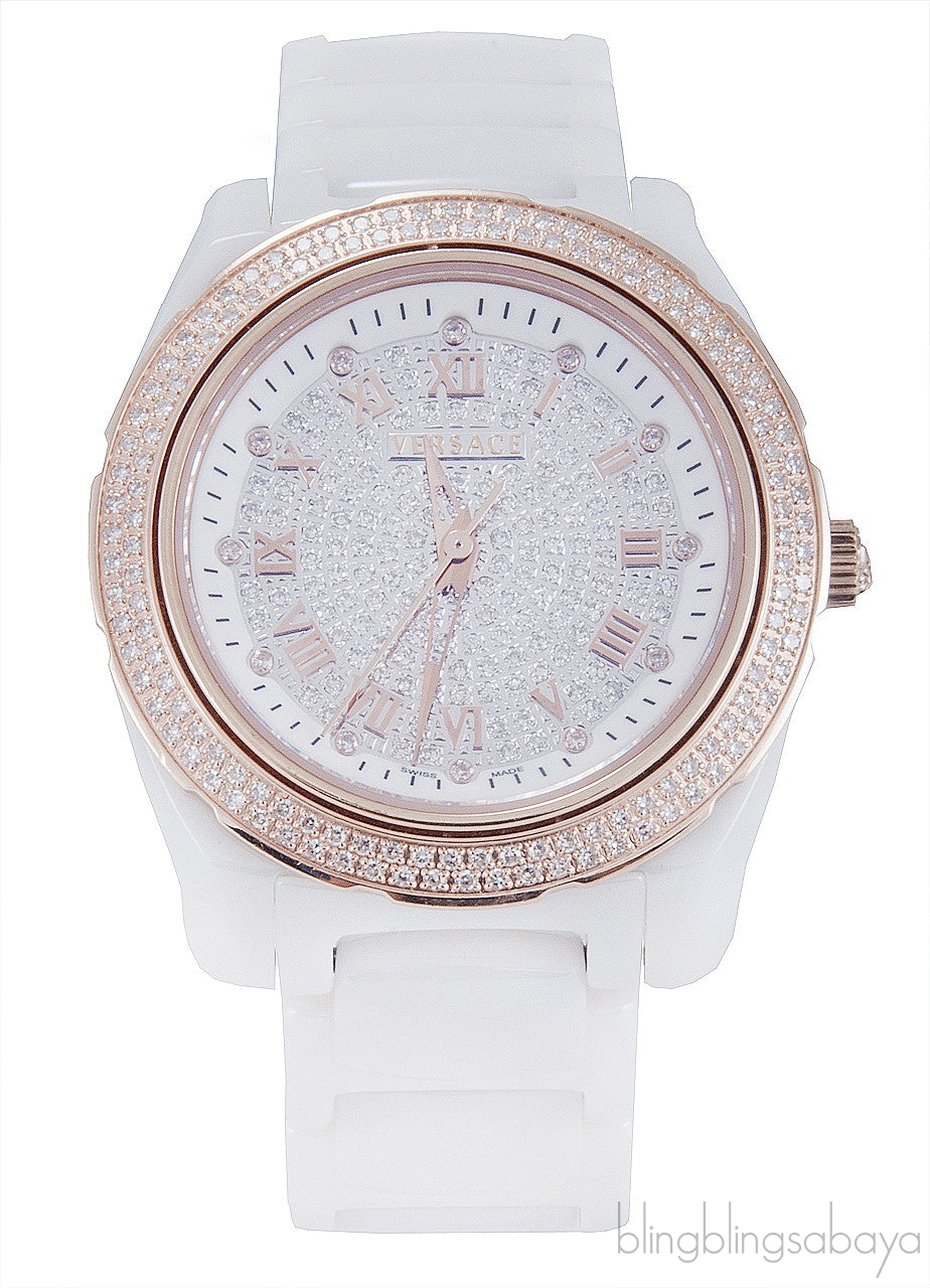 White Ceramic Diamond Ladies Watch