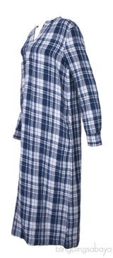 Blue Check Print Shirt Dress