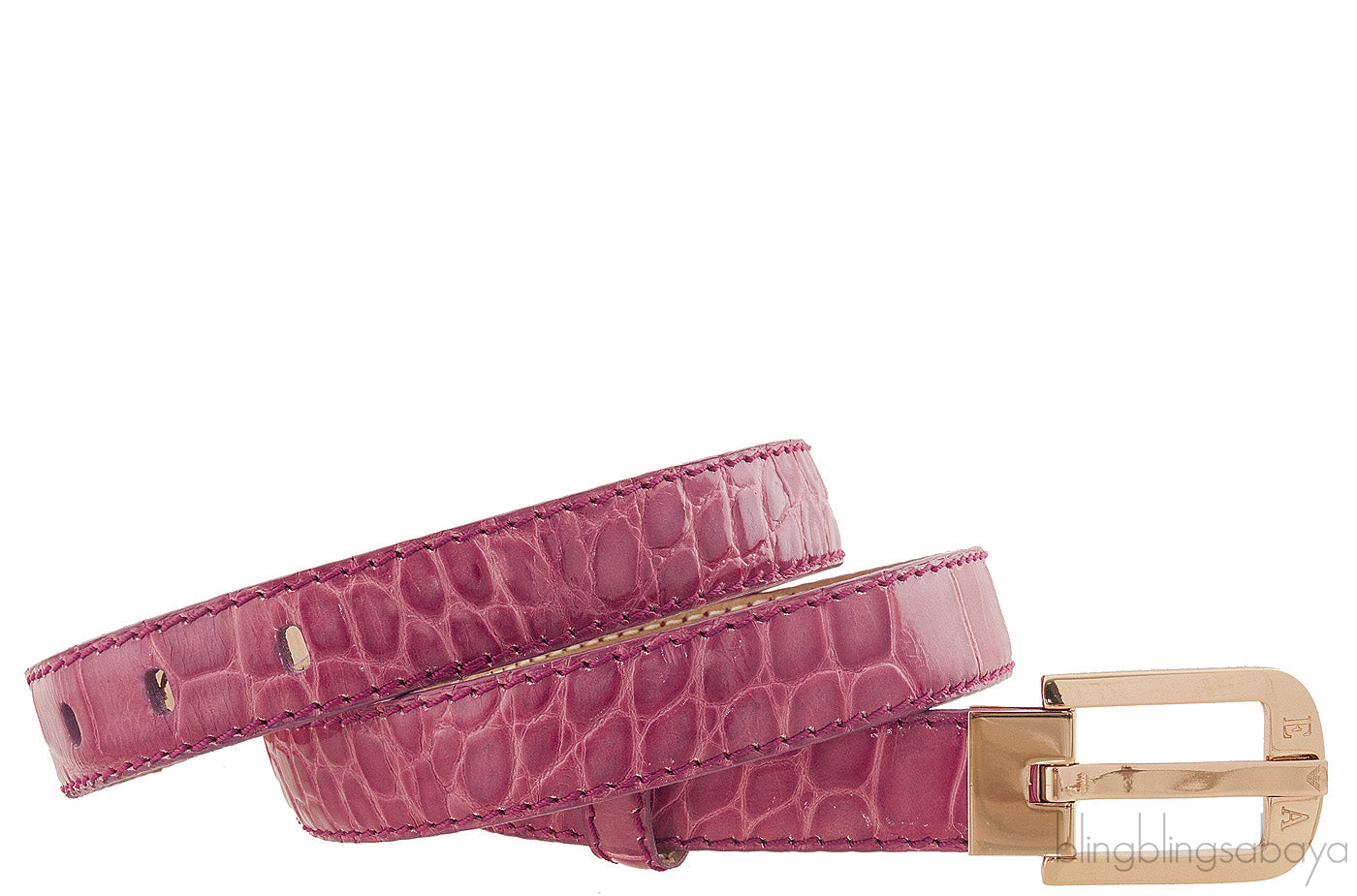 Crocodile Print Pink Leather Belt