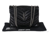 Yves Saint Laurent Black Medium LouLou Chevron PHW