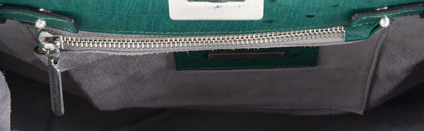 Green Ostrich Jade Handle Bag