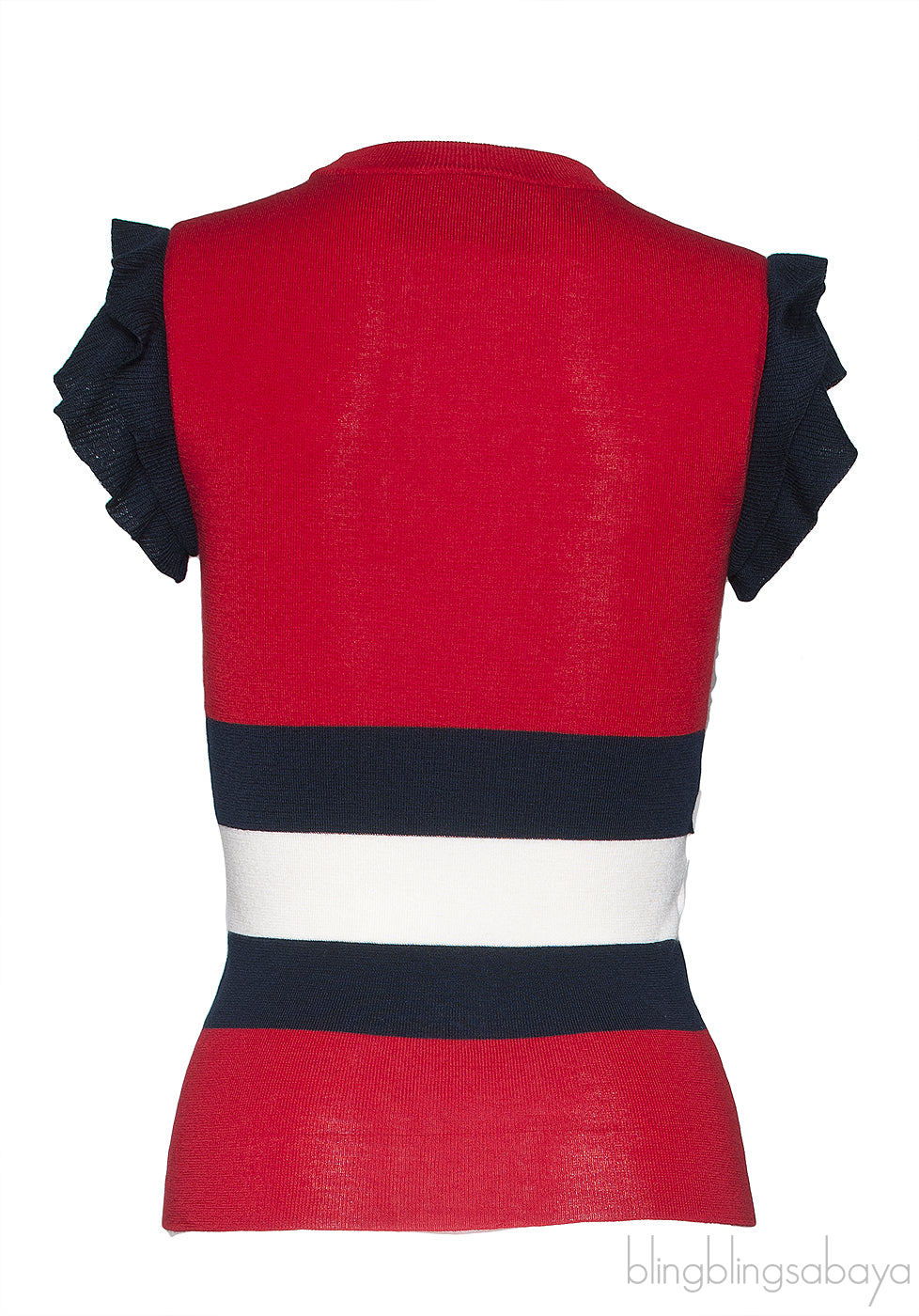 Tri-color Ruffled Sleeve Blouse