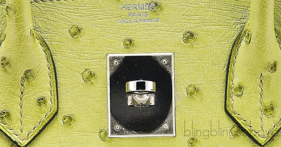 Birkin 30 Ostrich Vert Anis