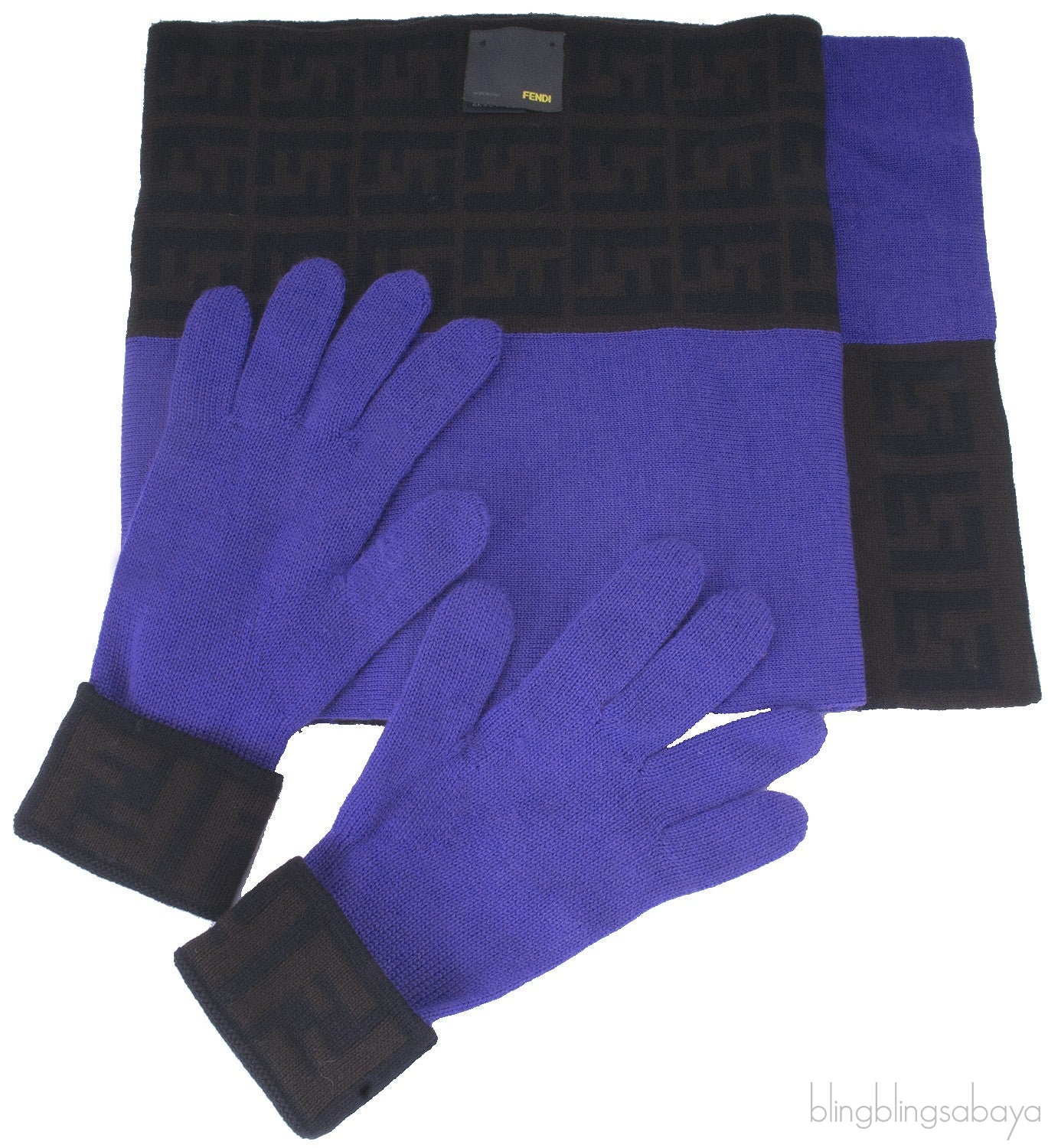Fendi FF Wool Long Scarf & Gloves